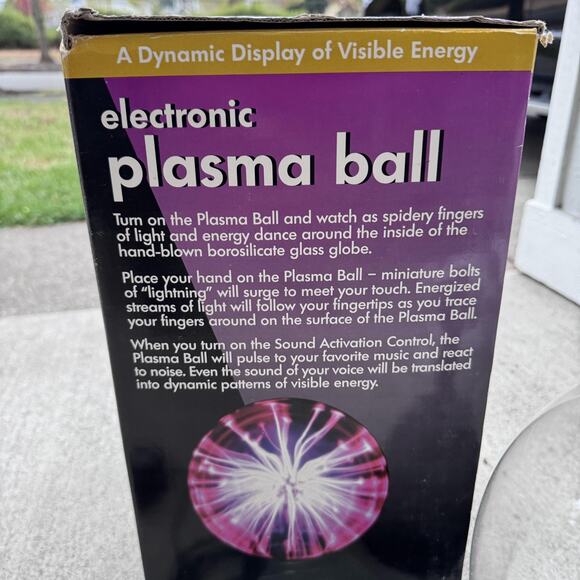 Vintage Electronic Plasma Ball Light Sound Touch Clearline Concepts Works Box - Picture 12 of 15